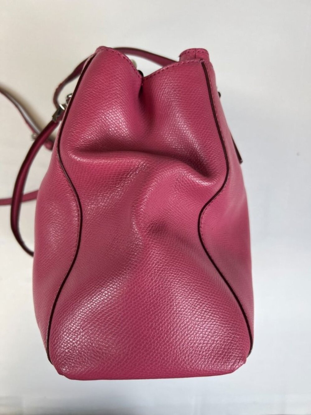 Coach Women Pink Leather Satchel Handbag Crossbody Bag Silver Hardware - Picture 4 of 16